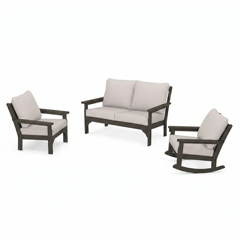 Vineyard 3 Piece Loveseat Group Vintage Coffee In Stock - The Great Escape