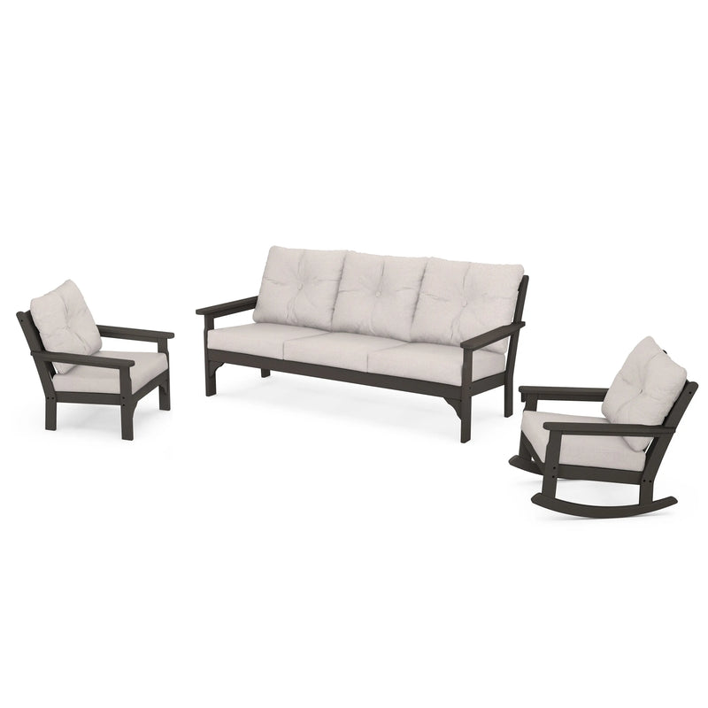Vineyard 3 Piece Sofa Deep Seating Set Vintage Coffee - The Great Escape