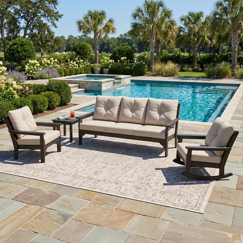 Vineyard 3 Piece Sofa Deep Seating Set Vintage Coffee - The Great Escape