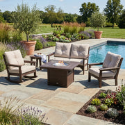 Vineyard 5 Piece Loveseat Firepit Chat Group Vintage Coffee - The Great Escape