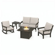 Vineyard 5 Piece Loveseat Firepit Chat Group Vintage Coffee In Stock - The Great Escape