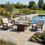 Vineyard 5 Piece Loveseat Firepit Chat Group Vintage Coffee In Stock - The Great Escape