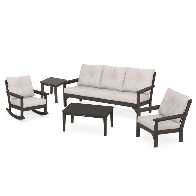 Vineyard 5 Piece Sofa Deep Seating Chat Set Vintage Coffee - The Great Escape