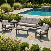 Vineyard 5 Piece Sofa Deep Seating Chat Set Vintage Coffee - The Great Escape