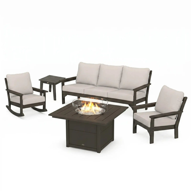 Vineyard 5 Piece Sofa Firepit Chat Group Vintage Coffee In Stock - The Great Escape