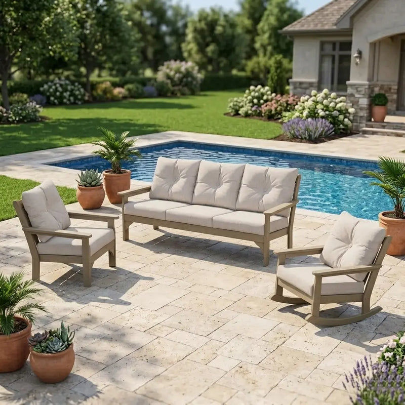 Vineyard Vintage Sahara 3 Piece Sofa Deep Seating Set - The Great Escape