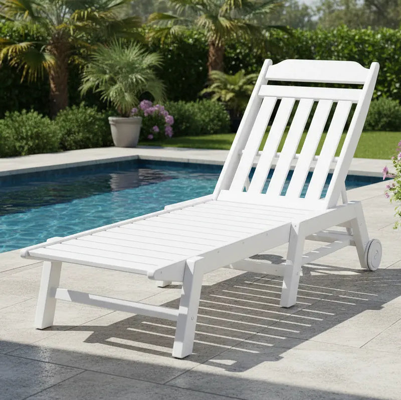 Picture of Country Living Chaise Lounge W/ Arms and Wheels in White