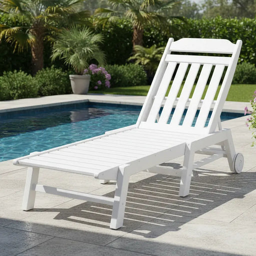 Picture of Country Living Chaise Lounge W/ Arms and Wheels in White