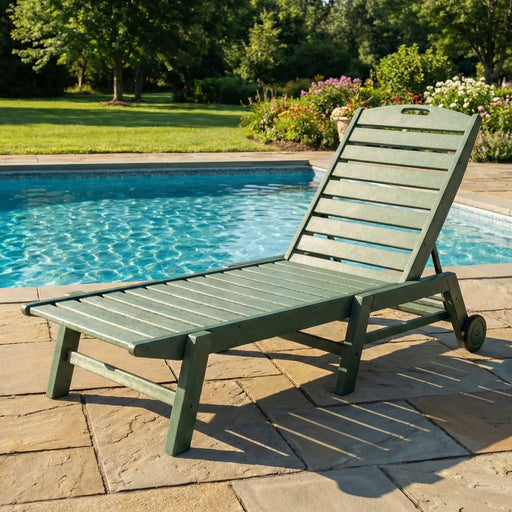 Picture Nautical Chaise Lounge W/ Wheels in Green