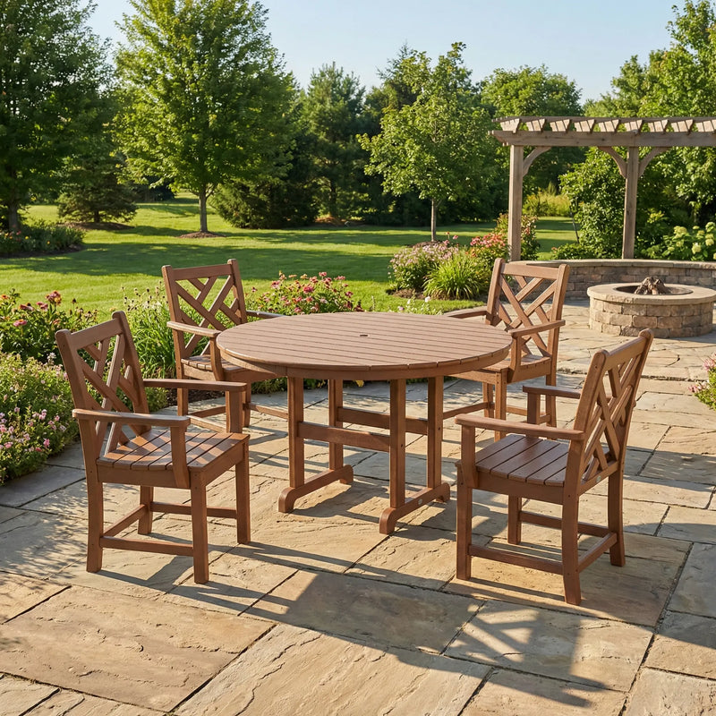 Chippendale 5 Piece Round Farmhouse Dining Set - The Great Escape