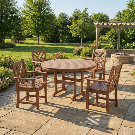 Chippendale 5 Piece Round Farmhouse Dining Set - The Great Escape