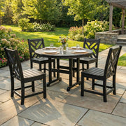 Chippendale 5 Piece Round Farmhouse Side Chair Dining Set - The Great Escape