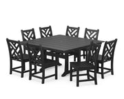 Chippendale 9 Piece Farmhouse Trestle Dining Set - The Great Escape