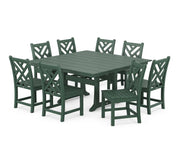 Chippendale 9 Piece Farmhouse Trestle Dining Set - The Great Escape
