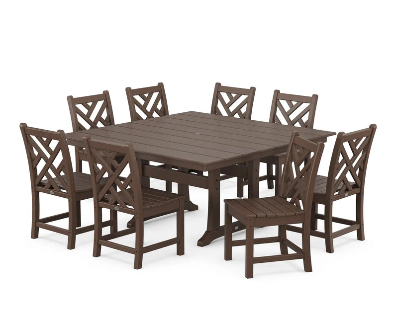 Chippendale 9 Piece Farmhouse Trestle Dining Set - The Great Escape