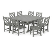 Chippendale 9 Piece Farmhouse Trestle Dining Set - The Great Escape