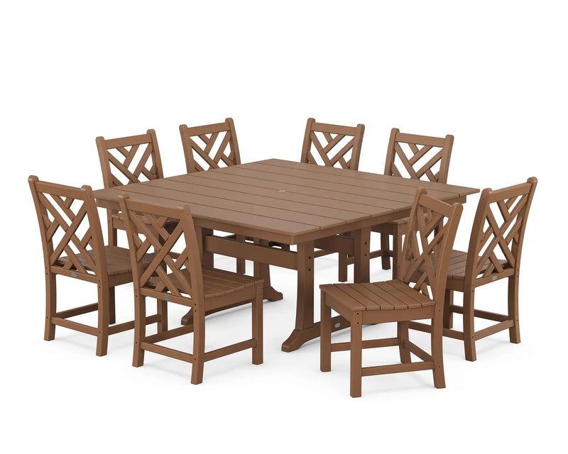 Chippendale 9 Piece Farmhouse Trestle Dining Set - The Great Escape