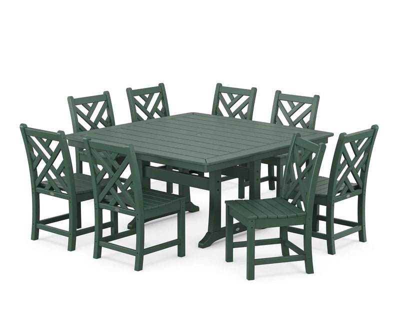 Chippendale 9 Piece Nautical Trestle Dining Set - The Great Escape