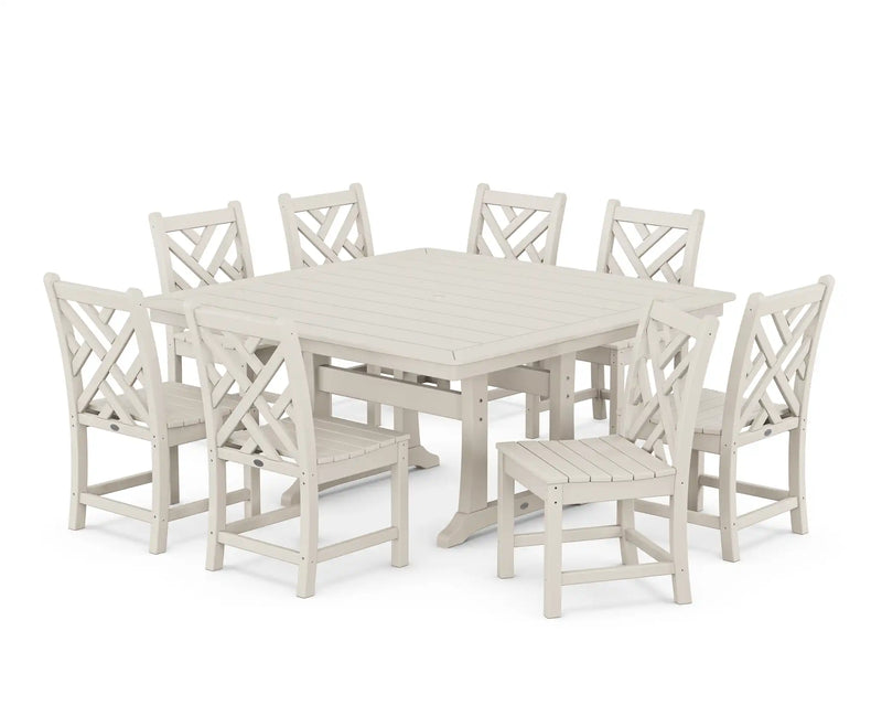 Chippendale 9 Piece Nautical Trestle Dining Set - The Great Escape