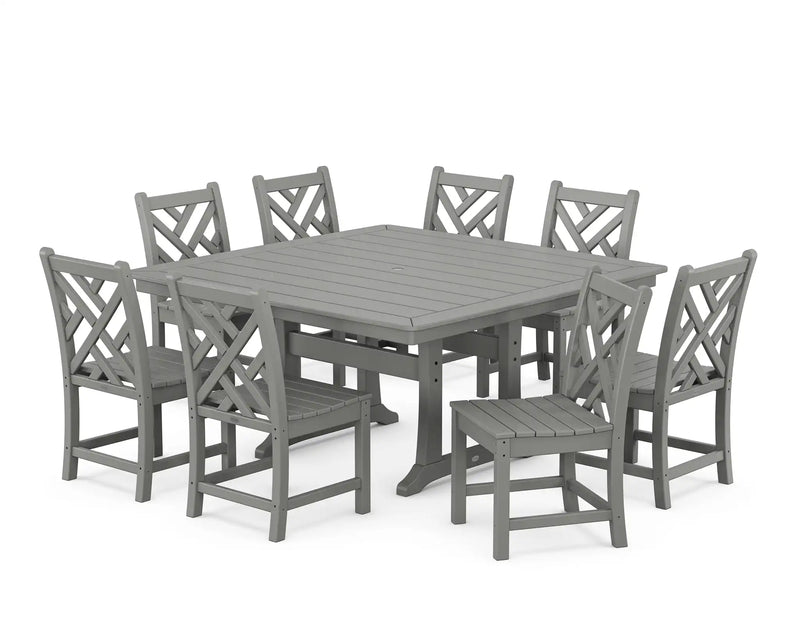 Chippendale 9 Piece Nautical Trestle Dining Set - The Great Escape