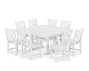 Chippendale 9 Piece Nautical Trestle Dining Set - The Great Escape