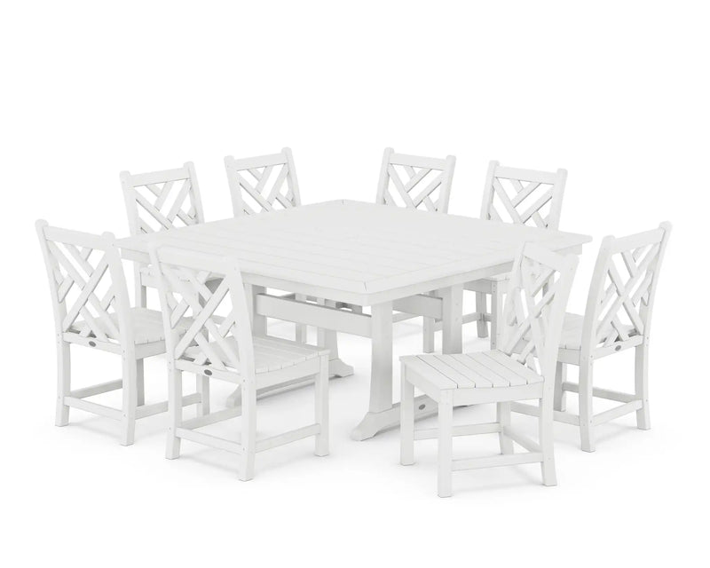 Chippendale 9 Piece Nautical Trestle Dining Set - The Great Escape