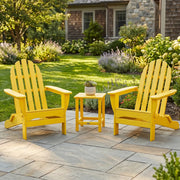 Classic 3 Piece Folding Adirondack Set W/ 18" Long Island Side Table - The Great Escape