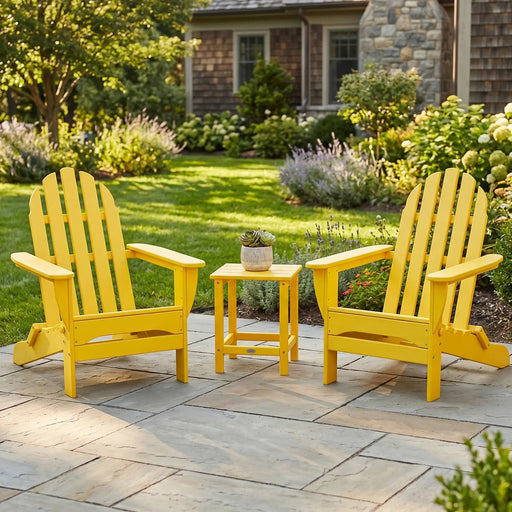Classic 3 Piece Folding Adirondack Set W/ 18" Long Island Side Table - The Great Escape
