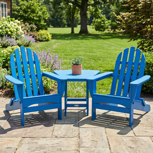 Classic Folding Adirondacks W/ Angled Connecting Table - The Great Escape