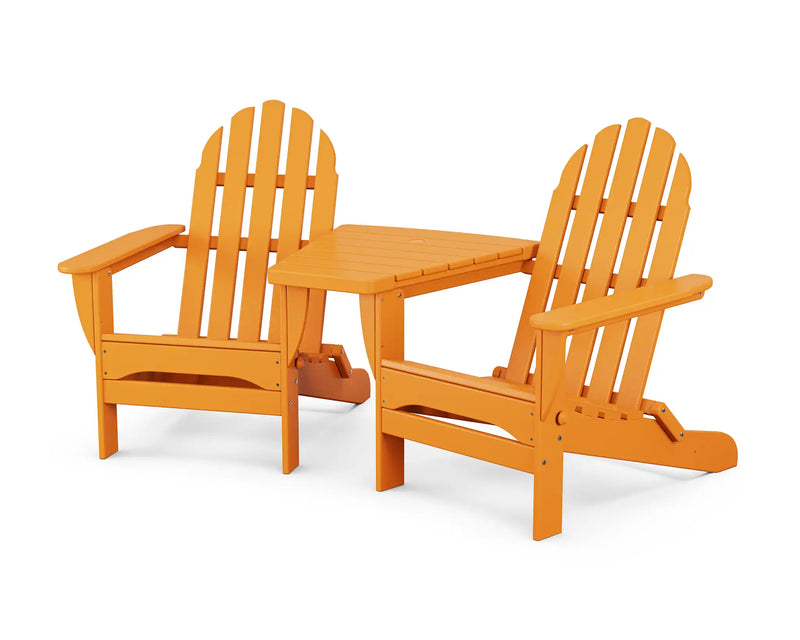 Classic Folding Adirondacks W/ Angled Connecting Table - The Great Escape