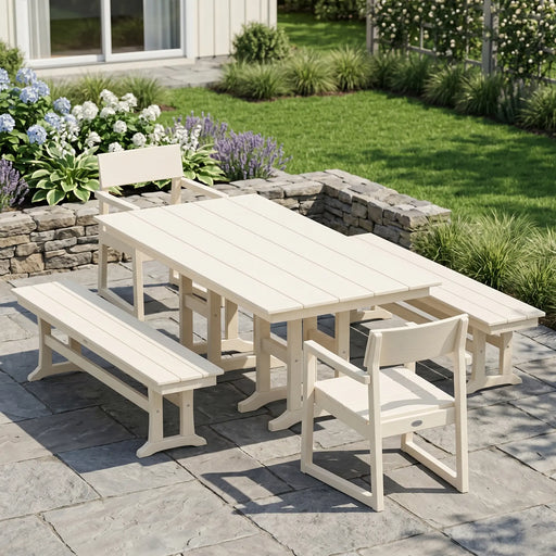 Picture of Edge 5 Piece Farmhouse Dining Set W/ Benches
