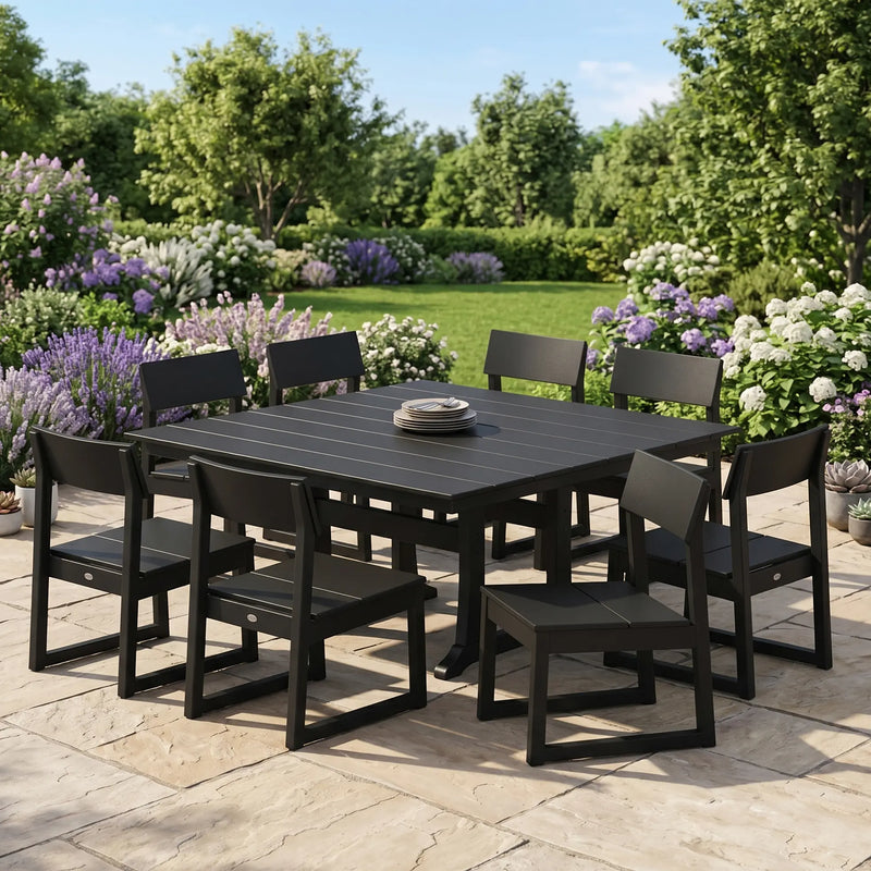 Edge 9 Piece Farmhouse Trestle Dining Set - The Great Escape