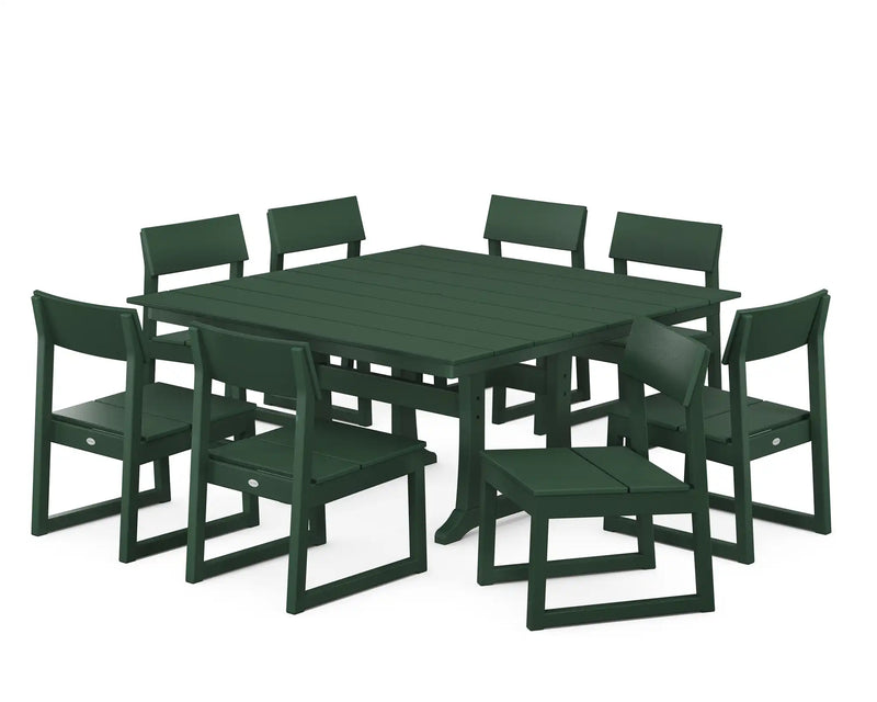 Edge 9 Piece Farmhouse Trestle Dining Set - The Great Escape