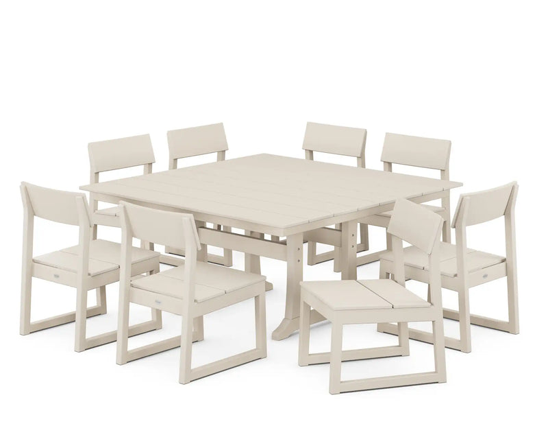 Edge 9 Piece Farmhouse Trestle Dining Set - The Great Escape