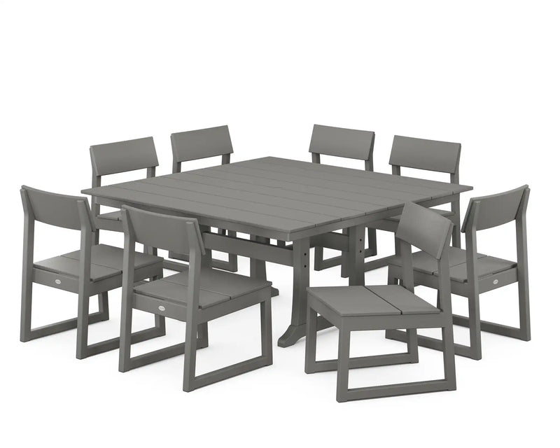 Edge 9 Piece Farmhouse Trestle Dining Set - The Great Escape
