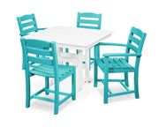 La Casa Café 5 Piece Farmhouse Dining Set W/ Trestle Legs - The Great Escape