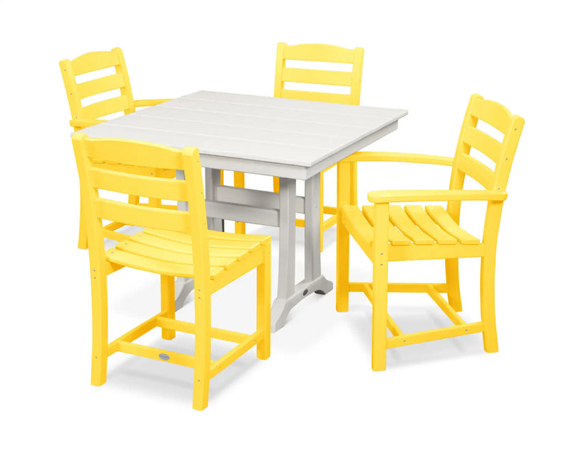 La Casa Café 5 Piece Farmhouse Dining Set W/ Trestle Legs - The Great Escape