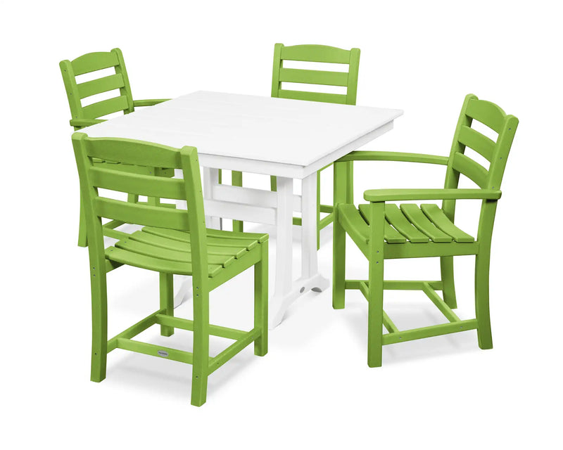 La Casa Café 5 Piece Farmhouse Dining Set W/ Trestle Legs - The Great Escape