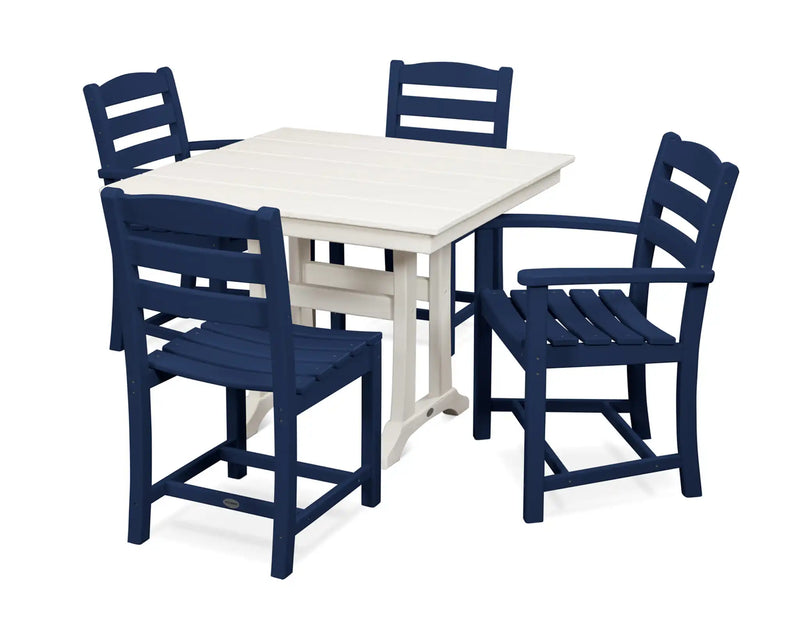 La Casa Café 5 Piece Farmhouse Dining Set W/ Trestle Legs - The Great Escape