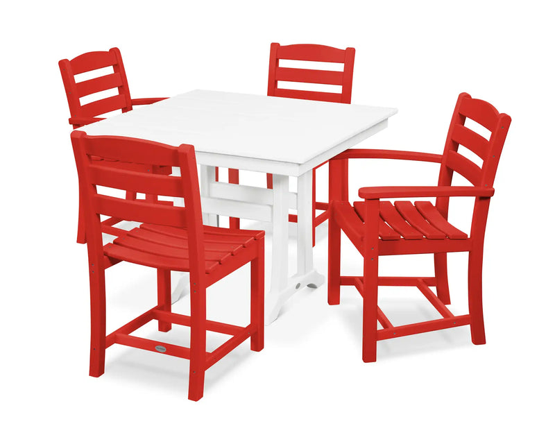La Casa Café 5 Piece Farmhouse Dining Set W/ Trestle Legs - The Great Escape