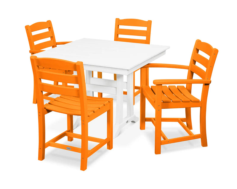 La Casa Café 5 Piece Farmhouse Dining Set W/ Trestle Legs - The Great Escape