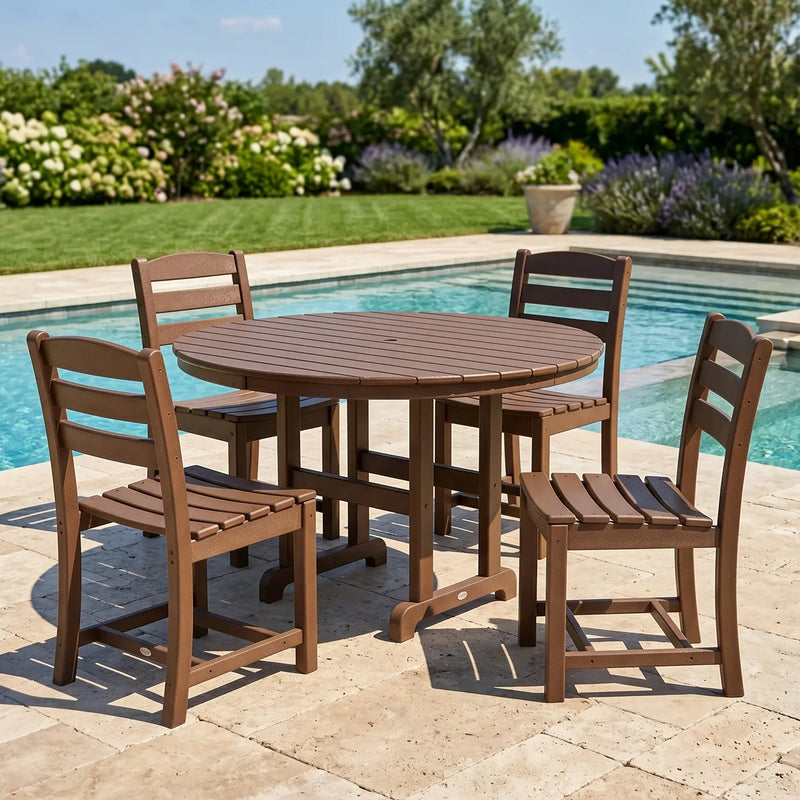 La Casa Café 5 Piece Side Chair Round Farmhouse Dining Set - The Great Escape