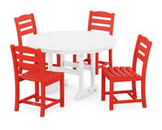 La Casa Café 5 Piece Side Chair Round Farmhouse Dining Set - The Great Escape