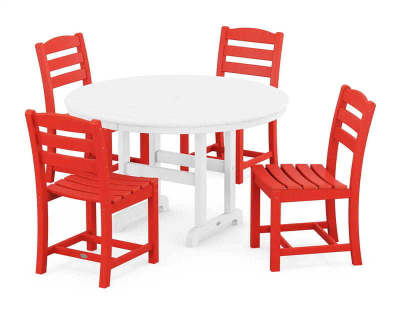 La Casa Café 5 Piece Side Chair Round Farmhouse Dining Set - The Great Escape