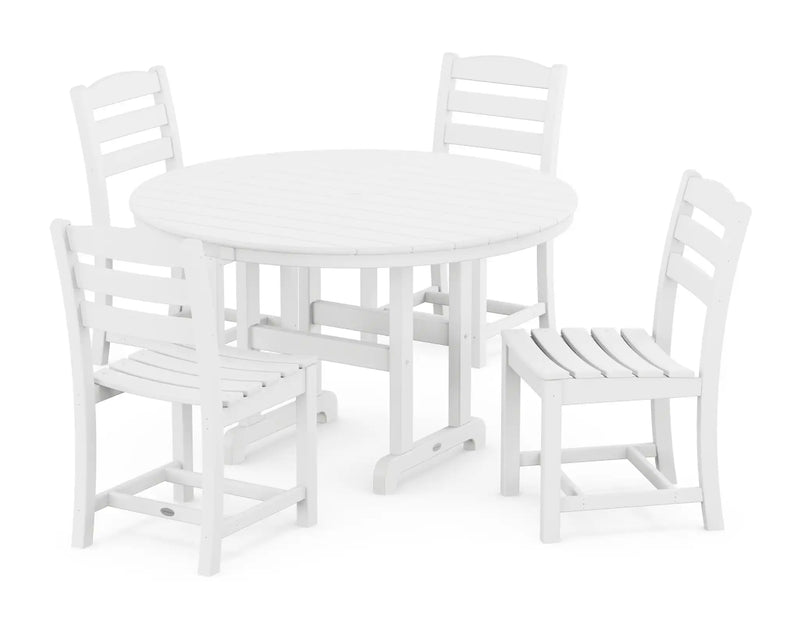 La Casa Café 5 Piece Side Chair Round Farmhouse Dining Set - The Great Escape