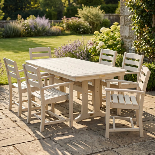 Picture of La Casa Café 7 Piece Arm Chair Dining Set W/ Trestle Legs