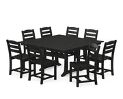 La Casa Café 9 Piece Farmhouse Trestle Dining Set - The Great Escape