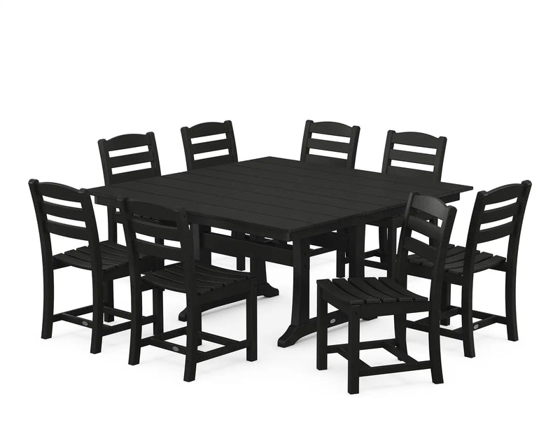 La Casa Café 9 Piece Farmhouse Trestle Dining Set - The Great Escape