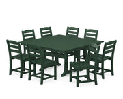 La Casa Café 9 Piece Farmhouse Trestle Dining Set - The Great Escape