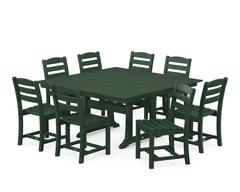 La Casa Café 9 Piece Farmhouse Trestle Dining Set - The Great Escape